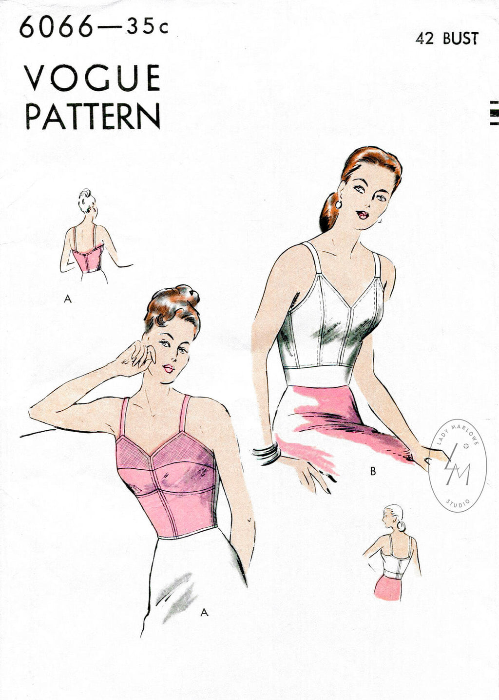 Vintage Sewing Pattern 1940s 40s Lingerie Bra and Tap Shorts Bust 34 B34  Reproduction 