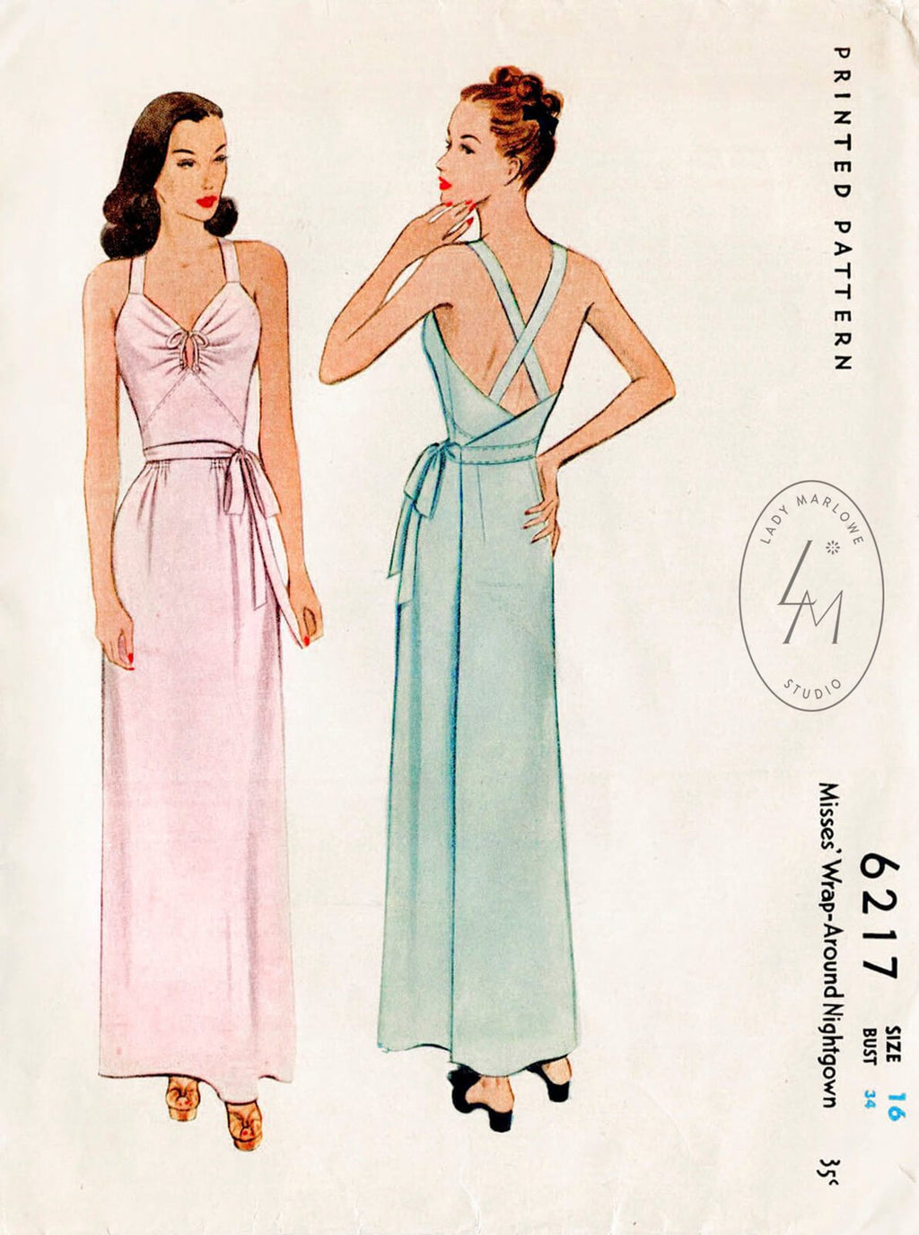 McCall 6217 1940s vintage sewing pattern 1940 40s lingerie dress