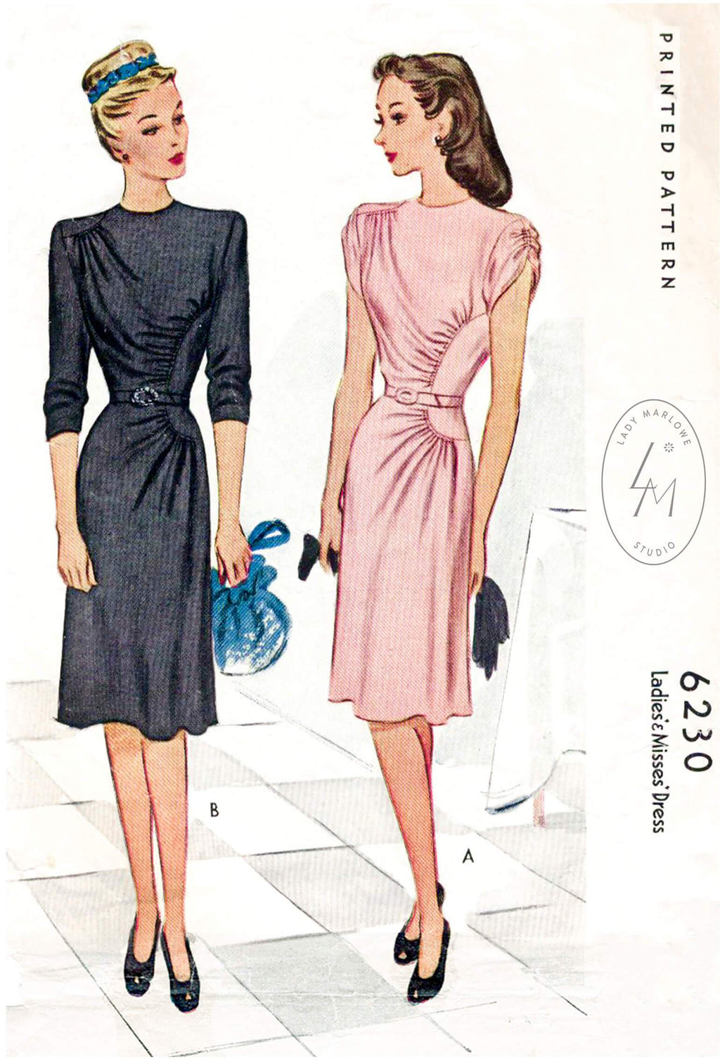McCall 6230 1940s dress vintage sewing pattern reproduction