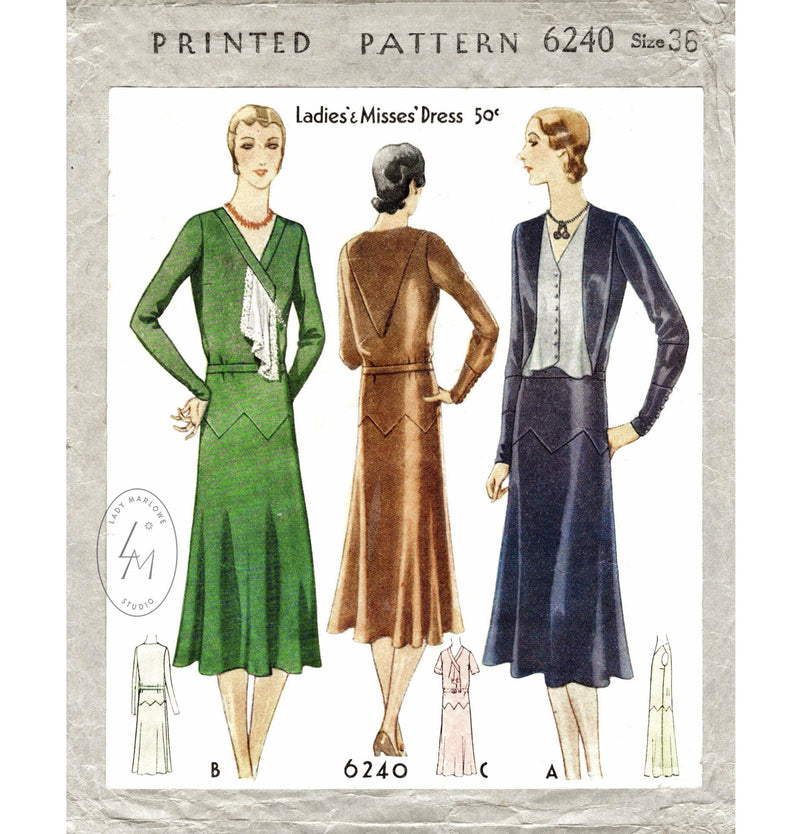 McCall 6240 1930 dress 1930s 30s vintage sewing pattern