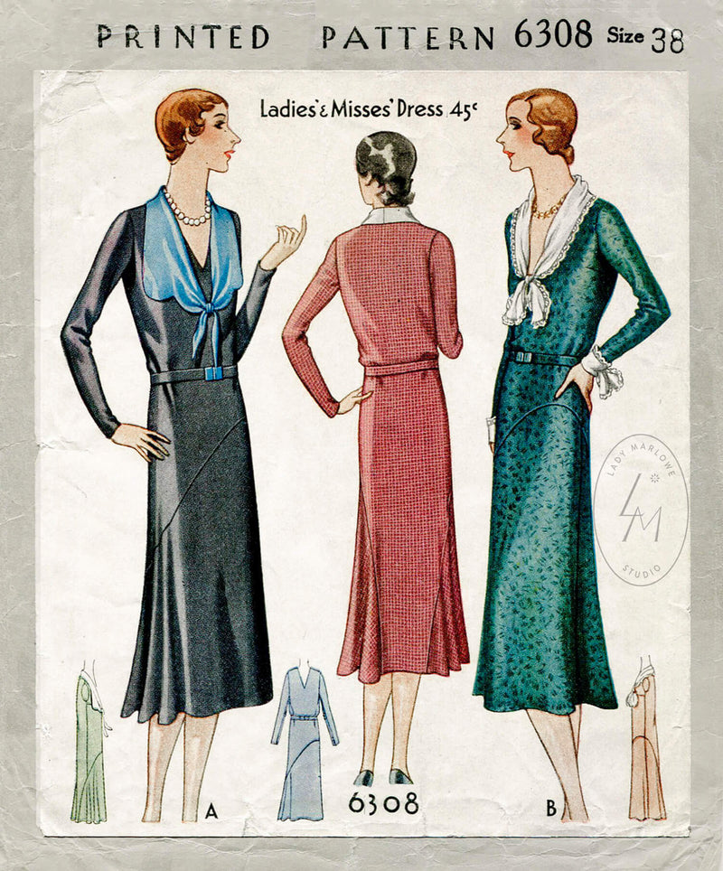 McCall 6308 1930s day dress sewing pattern