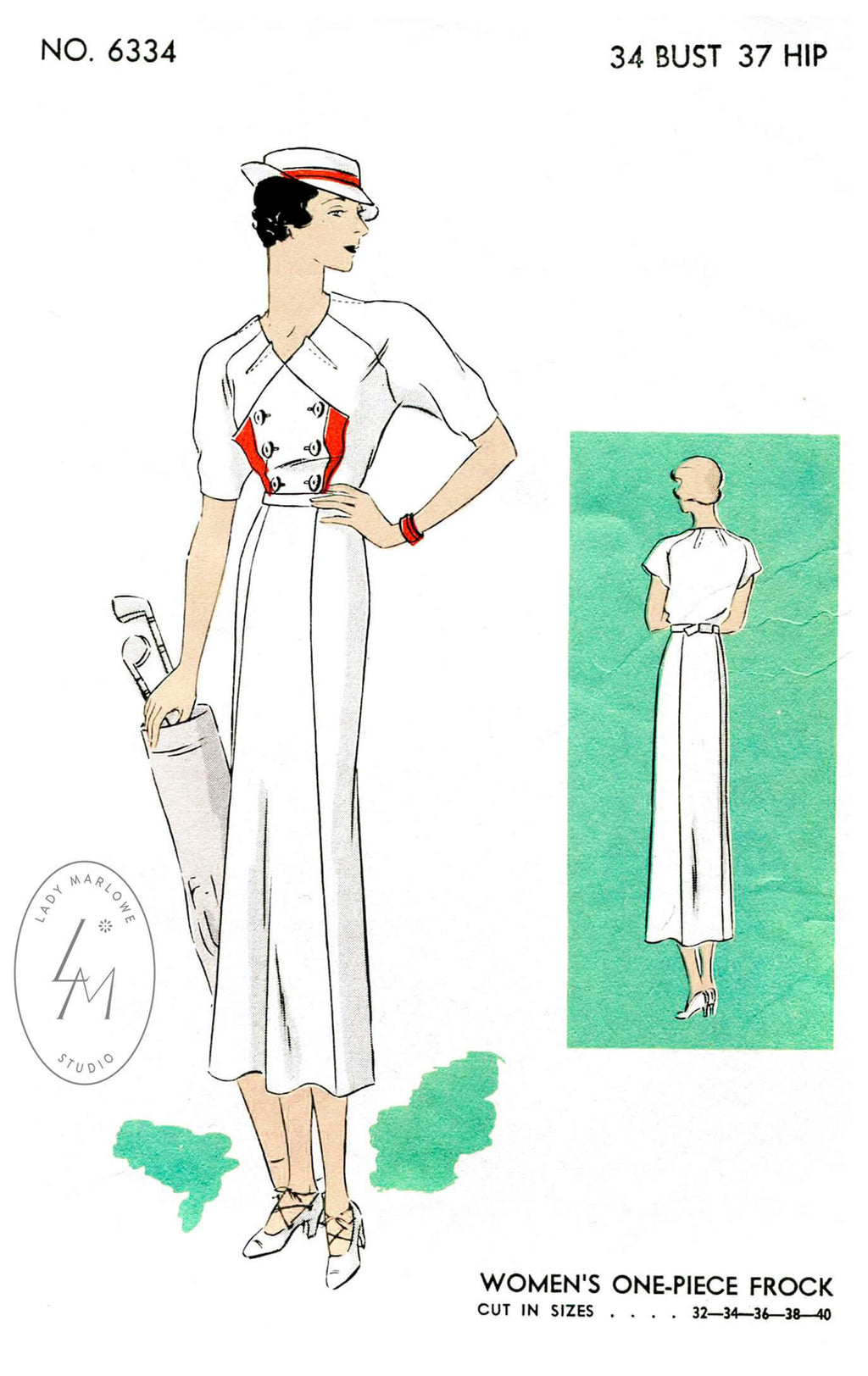 Vogue 6334 1930s sports dress vintage sewing pattern reproduction