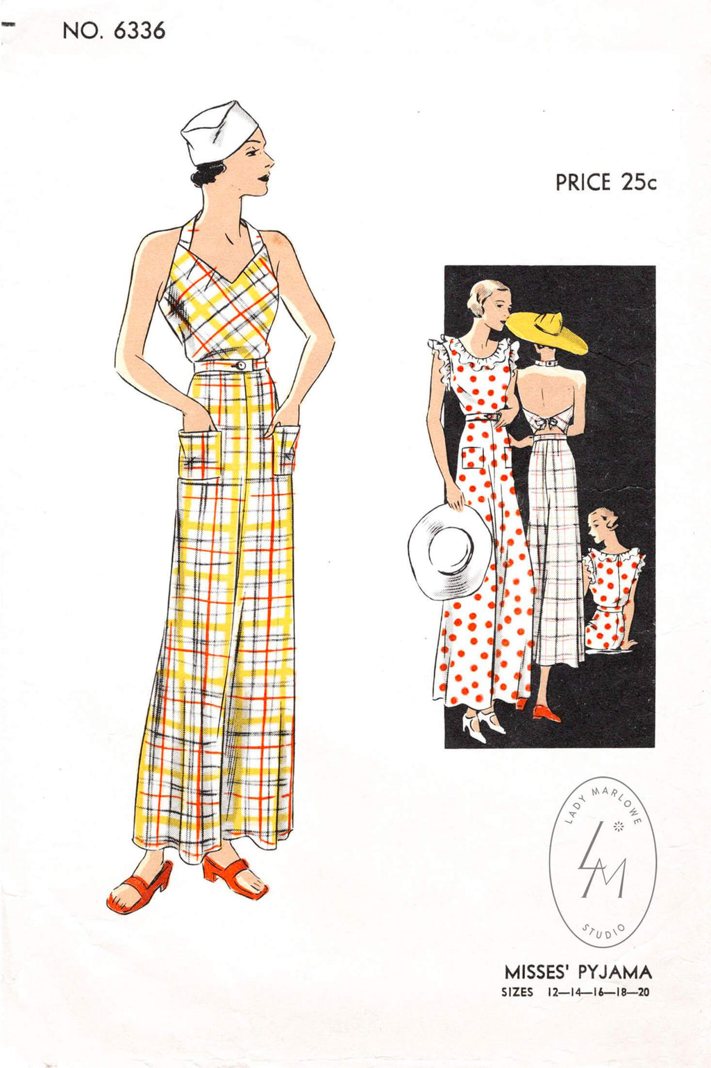 Vogue 6336 1930s pinafore jumpsuit beachwear pajamas vintage sewing pattern reproduction