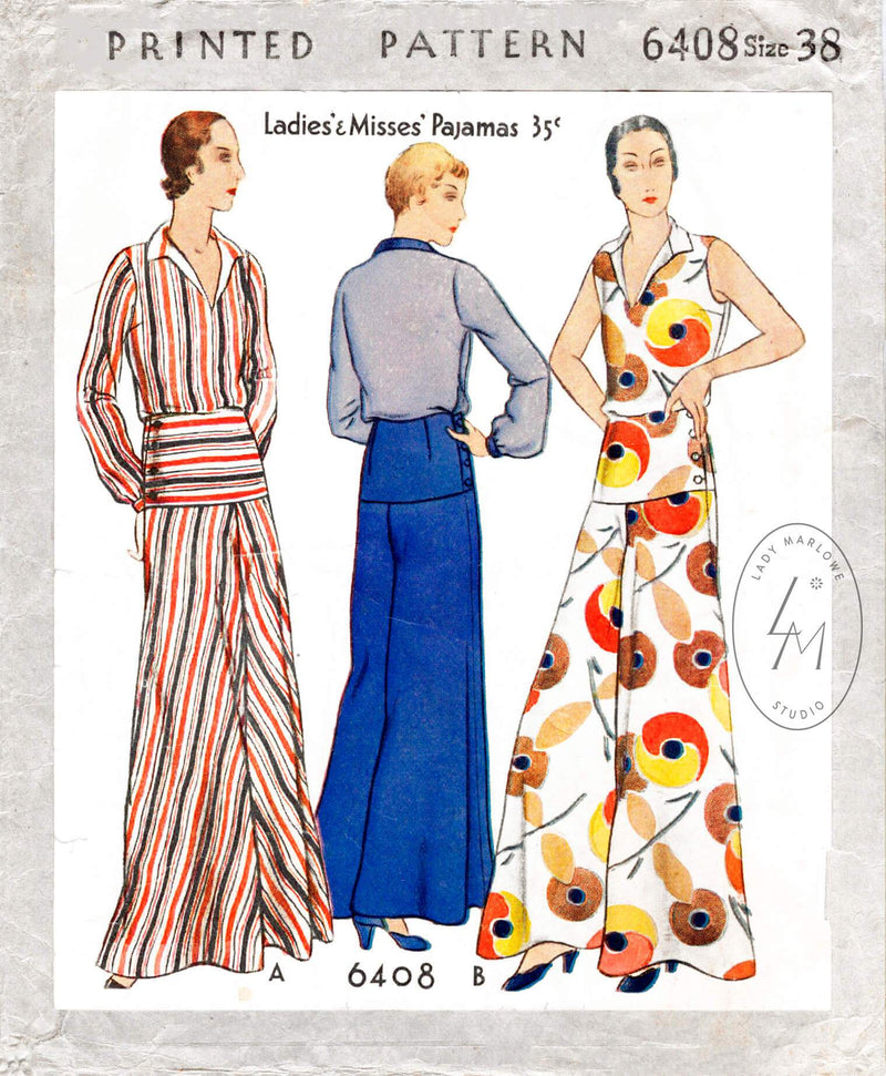 McCall 6408 1920s 1930s vintage pattern 1920 20s beachwear 
