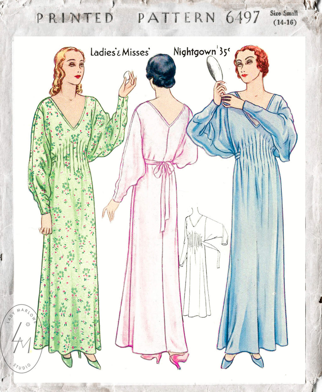 McCall 6497 1920s batwing nightgown vintage lingerie sewing pattern