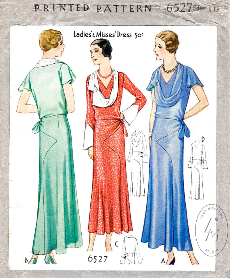 1930 Dress or Evening Gown D30-3521 – EvaDress Patterns