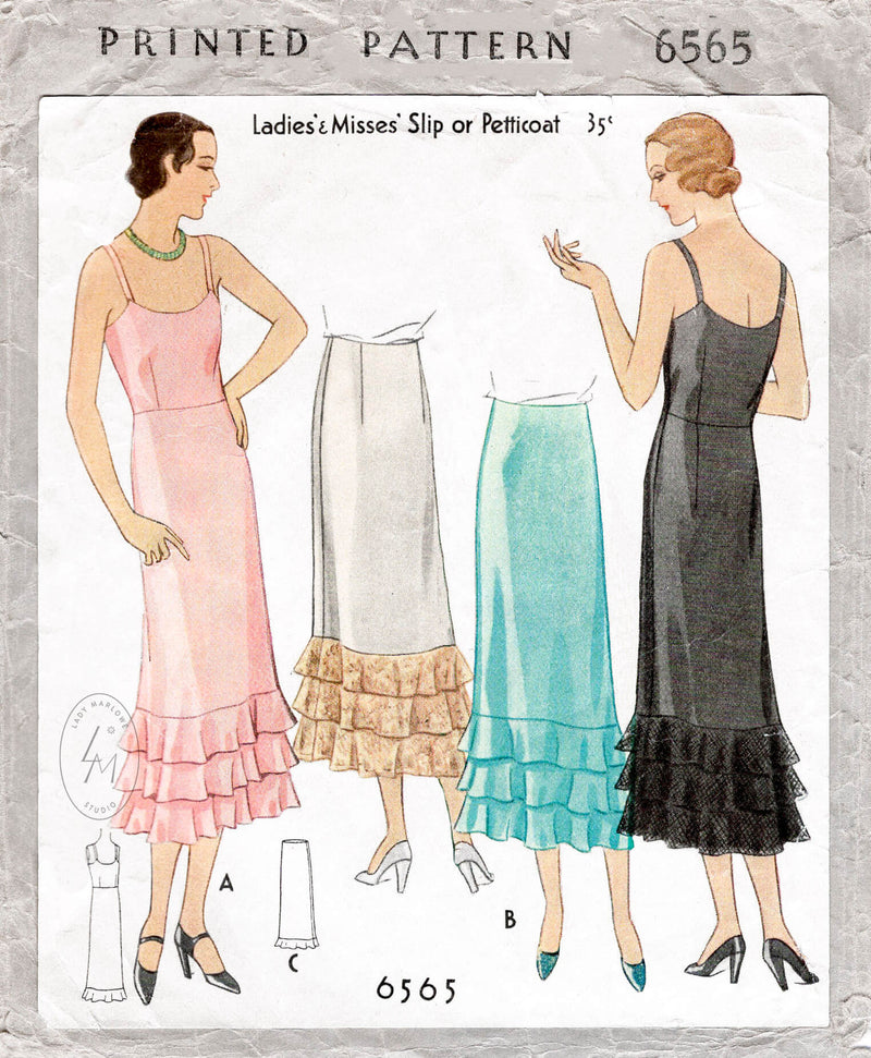 1950s bra slip skirt vintage lingerie sewing pattern 7961 – Lady
