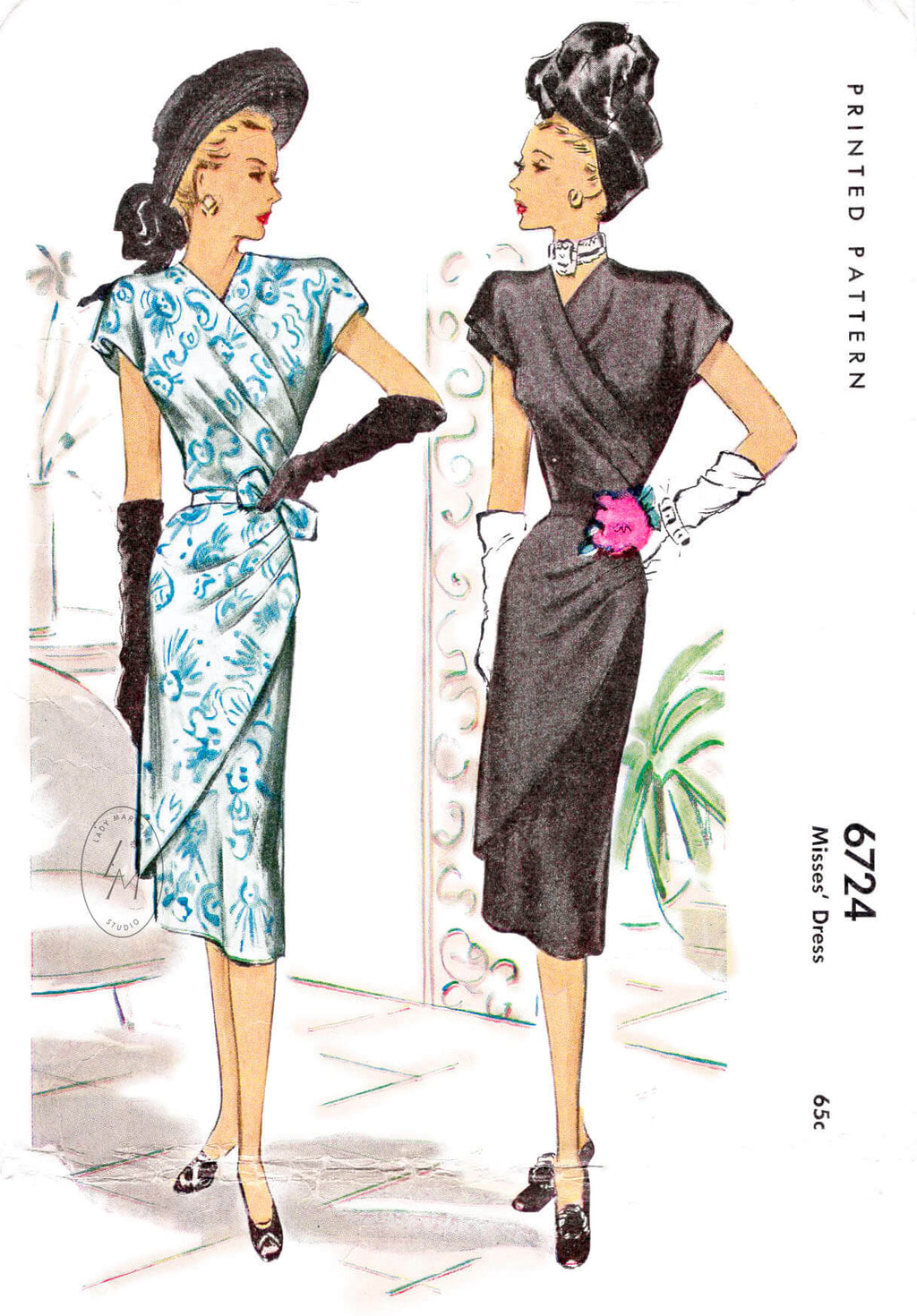 McCall 6724 1940s 19476 dress vintage sewing pattern