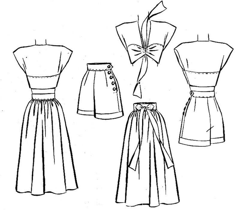 M-6812 | multi-size 1940s crop top high waist shorts skirt vintage ...