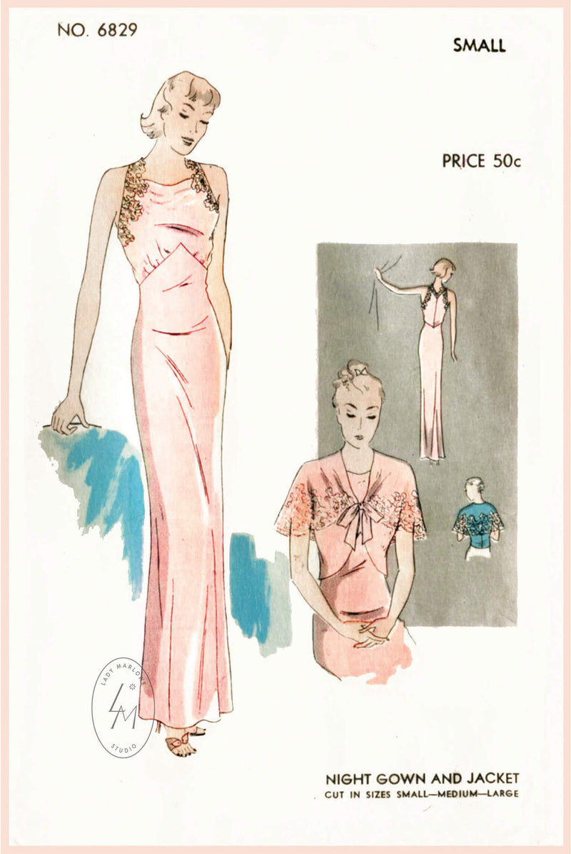 1930s negligee gown Vogue 6829 vintage sewing pattern reproduction