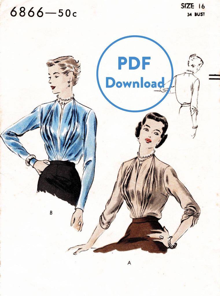 Vogue 6866 1950s blouse vintage sewing pattern