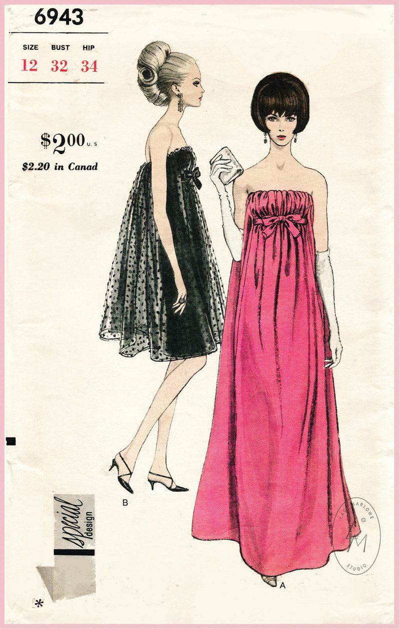 Vogue 6943 1960s evening gown sewing pattern