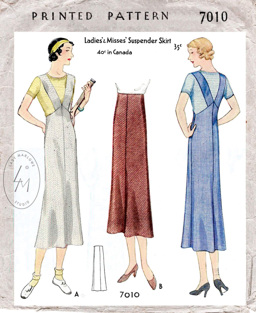 1930s 1932 McCall 7010 tennis sportswear pinafore dress suspender straps vintage sewing pattern reproduction