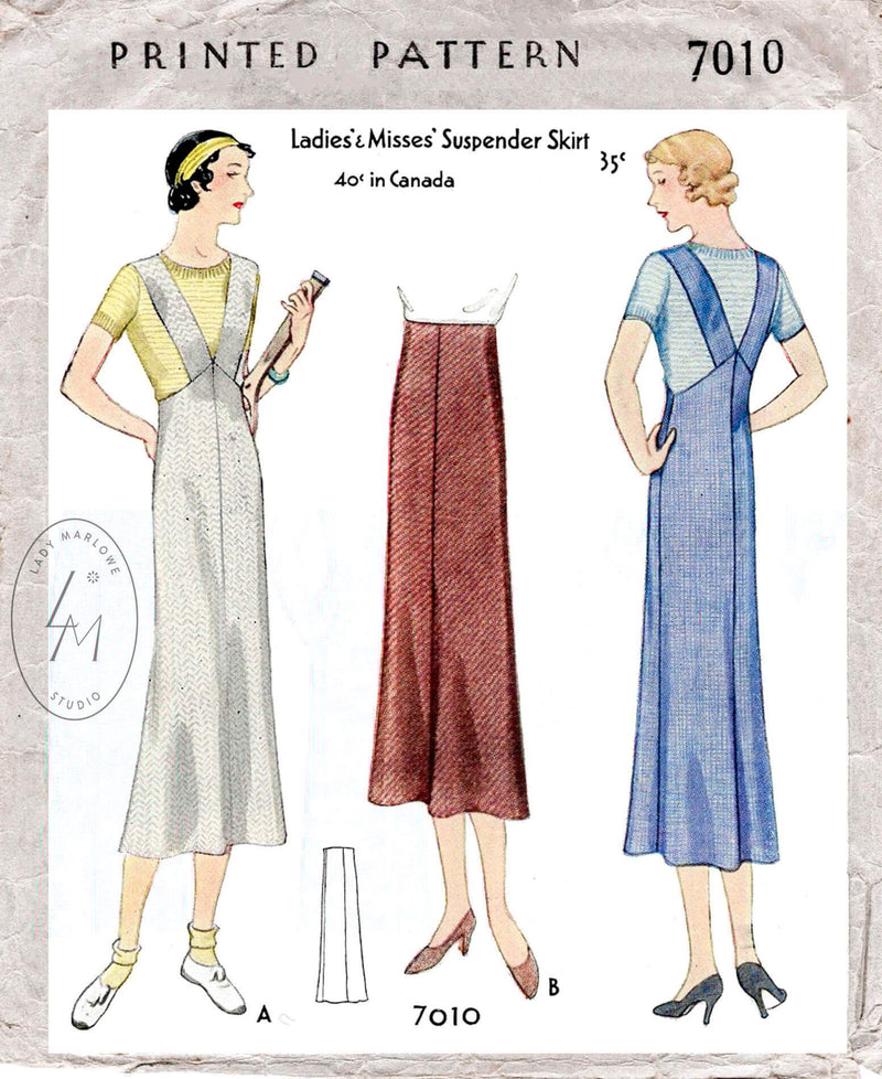 1930s 1932 McCall 7010 tennis sportswear pinafore dress suspender straps vintage sewing pattern reproduction