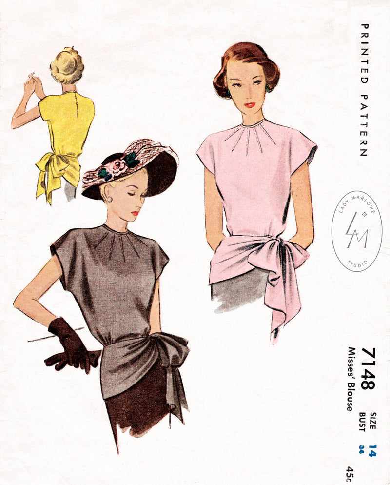 McCall 7148 1940s blouse vintage sewing pattern