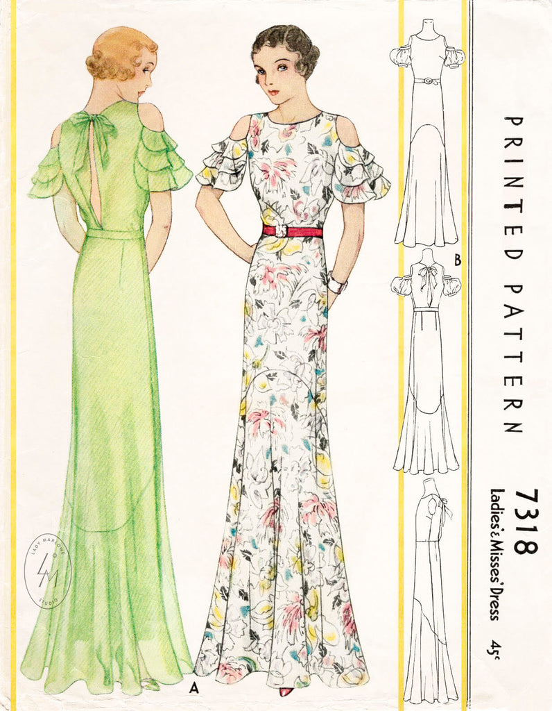 1930s evening gowns and cocktail dresses sewing patterns Lady Marlowe 1930s evening gowns and cocktail dresses sewing patterns Lady Marlowe
