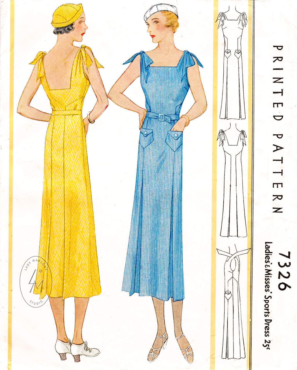 McCall 7326 1930s 1932 vintage dress sewing pattern