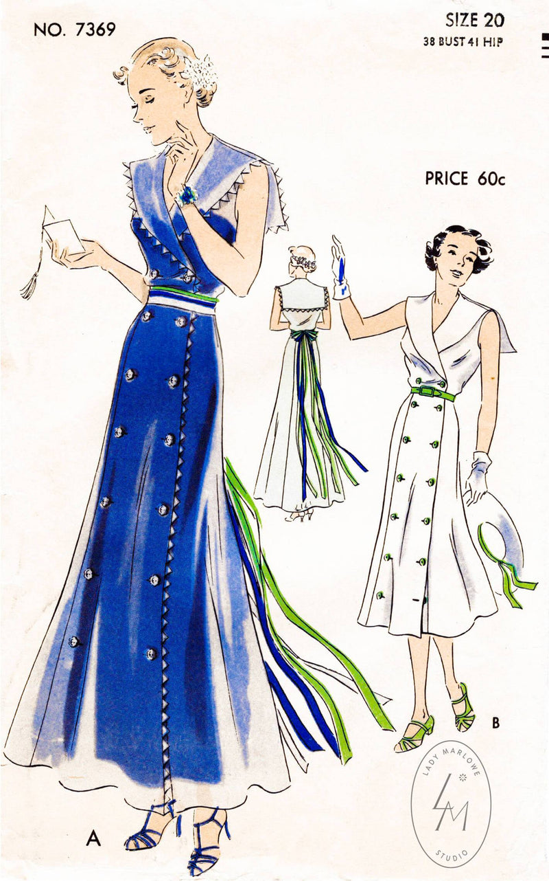 Vogue 7369 1930s sailor collar vintage dress sewing pattern