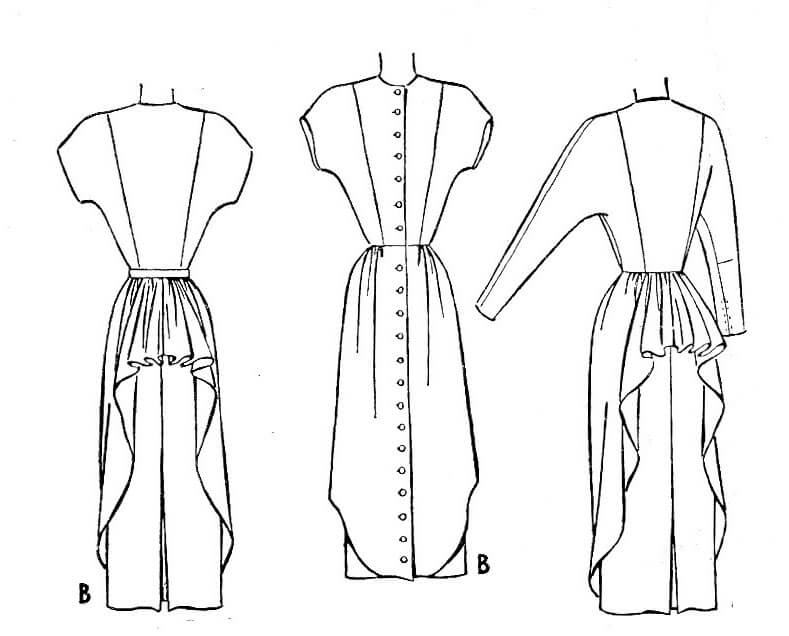 1940s cocktail dress bustle skirt vintage sewing pattern reproduction ...