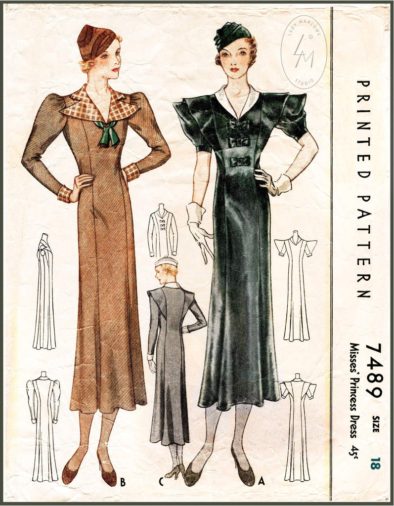 McCall 7498 1930s vintage sewing pattern 1930 30s day dress