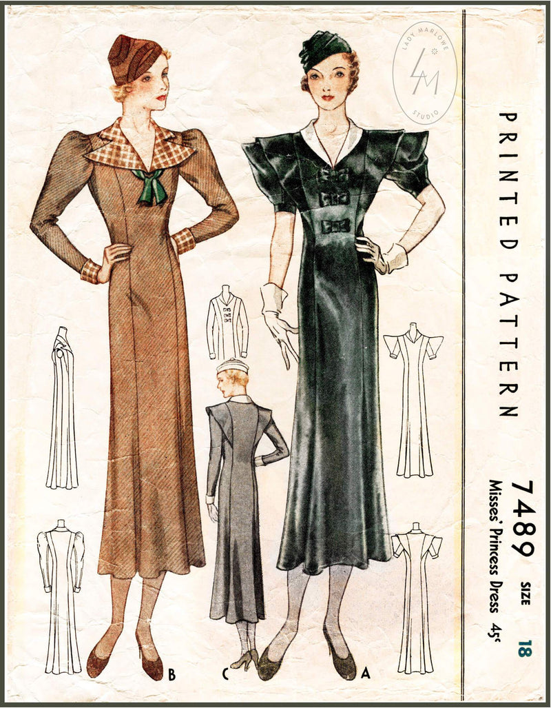 McCall 7498 1930s vintage sewing pattern 1930 30s day dress