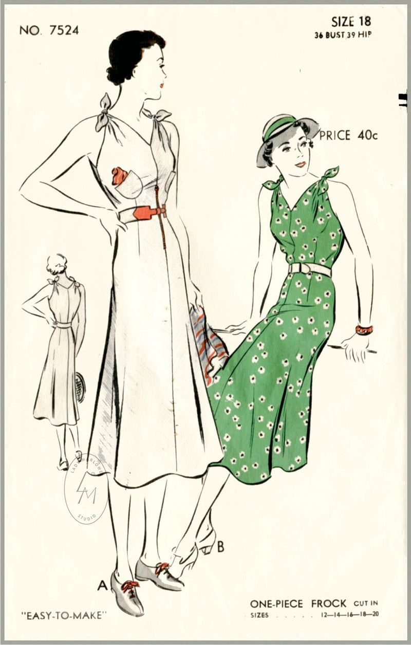 Vogue 7524 1930s beach dress vintage sewing pattern