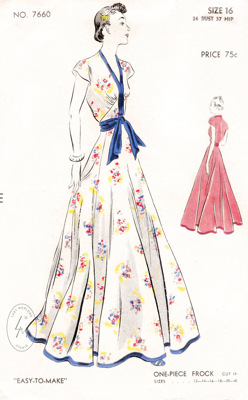 1930s vintage sewing pattern reproduction Vogue 7660 evening gown wedding dress spring summer
