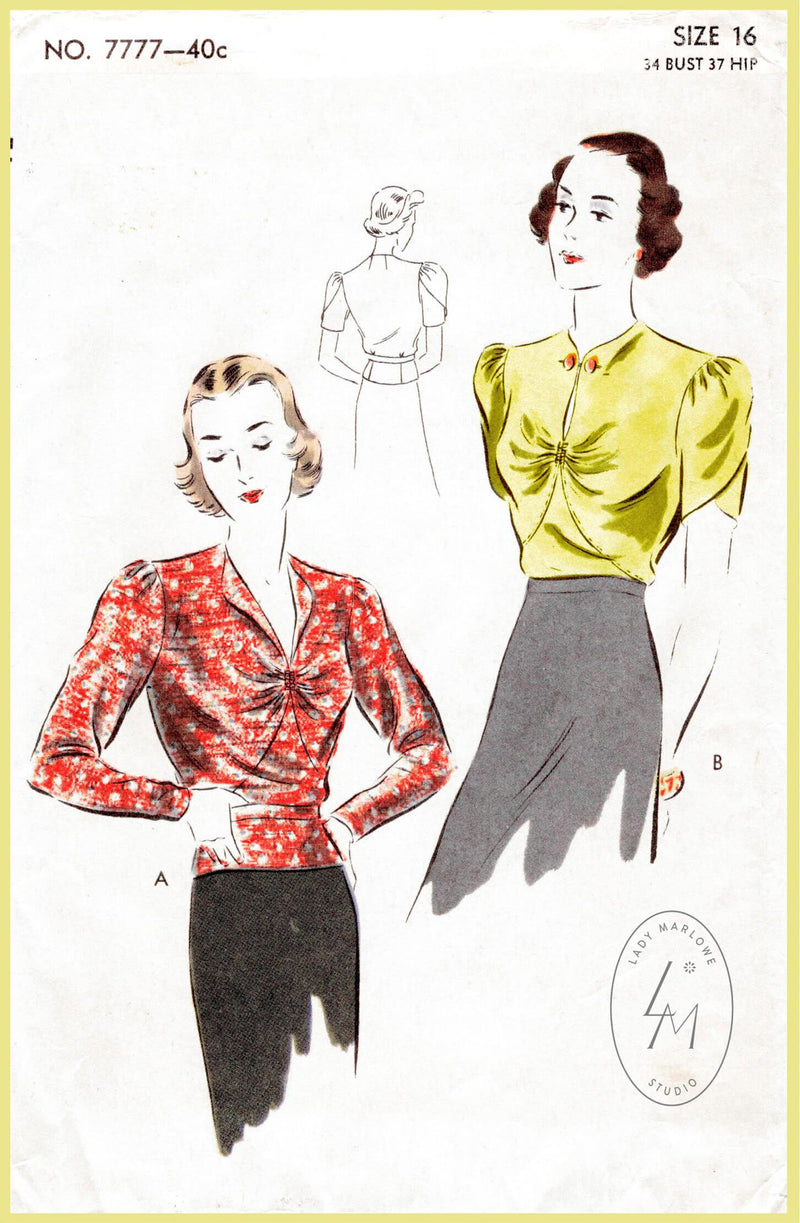 Vogue 7777 1930s vintage sewing pattern 1930 30s blouse