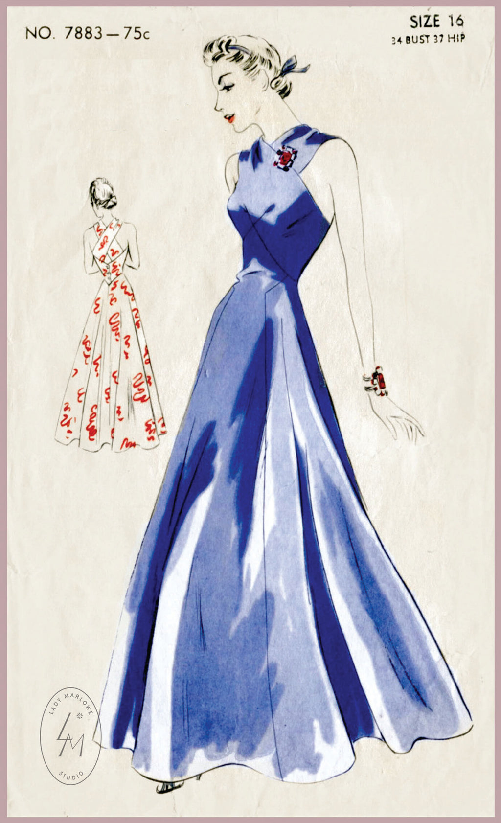 1930s evening gown sewing pattern dance dress – Lady Marlowe
