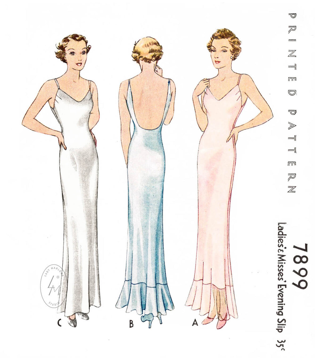 shop 1930s vintage sewing patterns lingerie evening slip dress