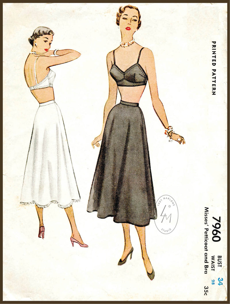 Vintage Sewing Pattern Vintage Sewing Pattern 1940s 40s Lingerie Bra  Bralette & Tap Shorts Bust 34 B34 Reproduction 