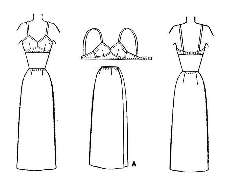 1950s bra slip skirt vintage lingerie sewing pattern 7961 – Lady Marlowe