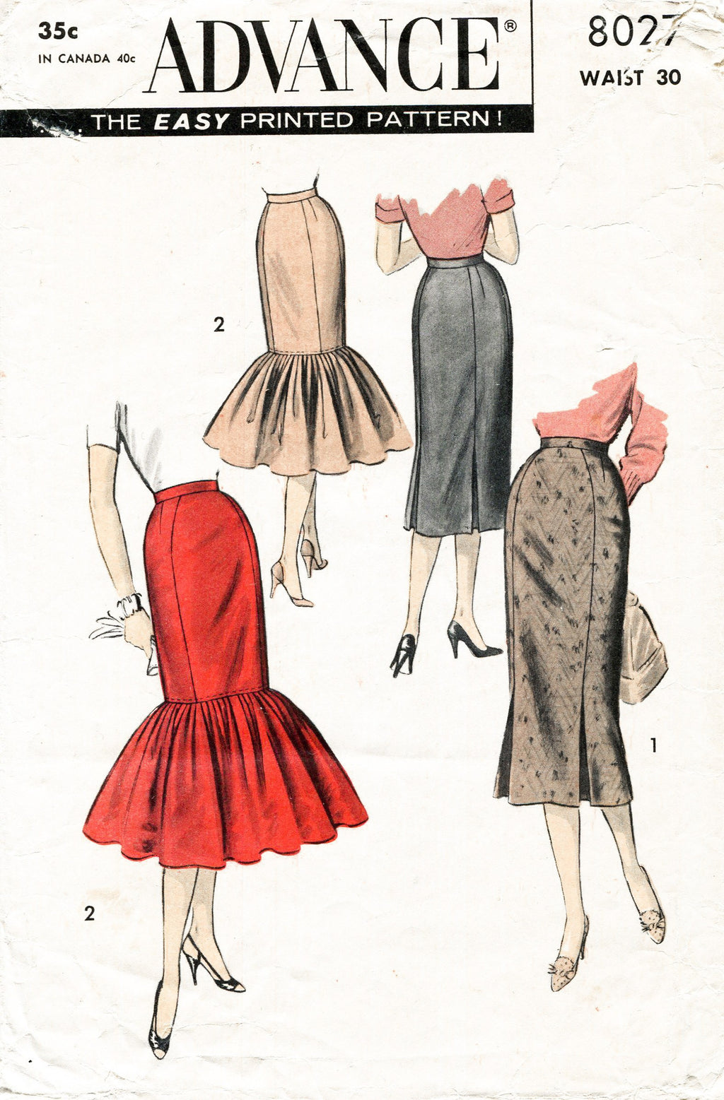 Advance 8027 1950s skirt sewing pattern