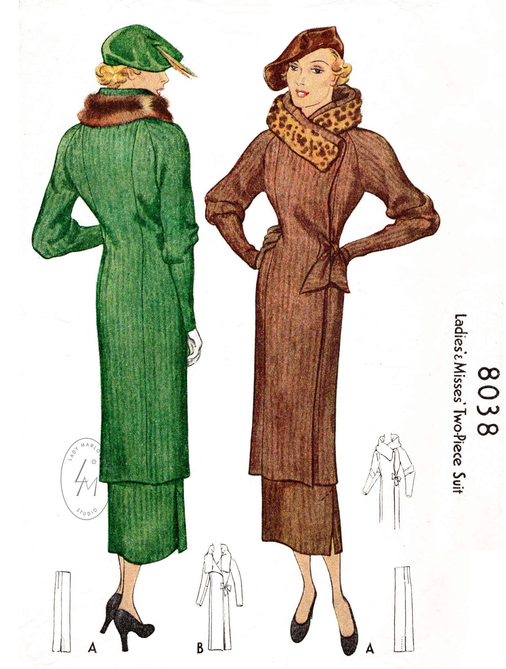 1930s 1934 McCall 8038 vintage wrap coat sewing pattern