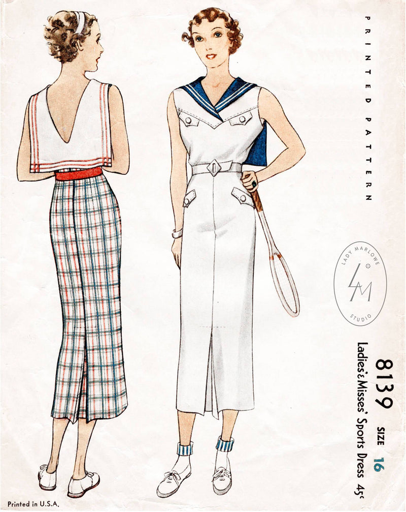McCall 8139 1930 30s 1930s sports dress vintage sewing pattern
