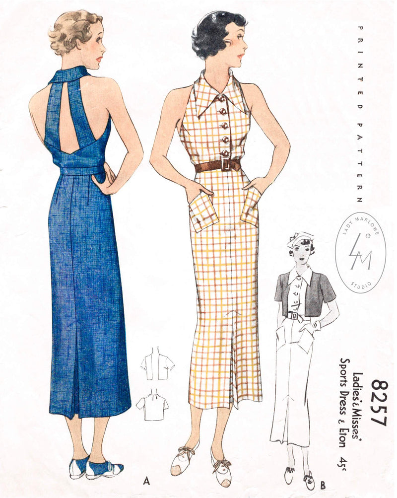 McCall 8257 1930s dress vintage sewing pattern reproduction