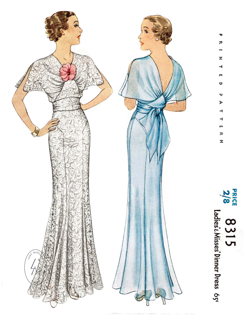 1930s evening gowns and cocktail dresses sewing patterns Lady Marlowe 1930s evening gowns and cocktail dresses sewing patterns Lady Marlowe