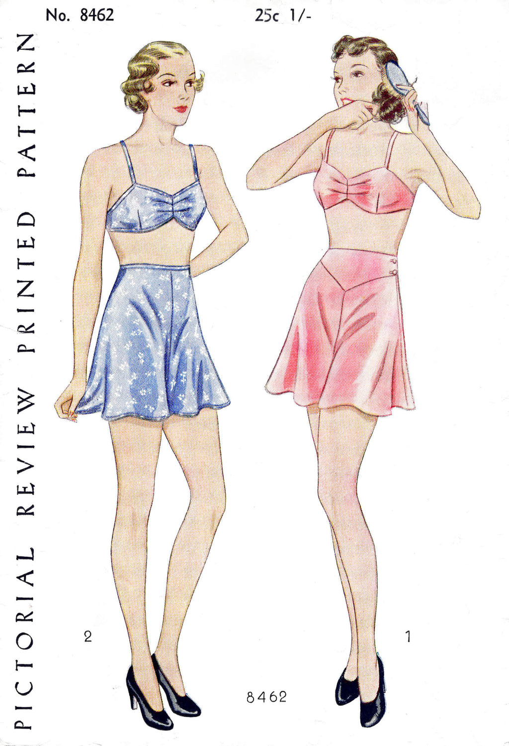 1920s 1930s Pictorial Review 8462 soft bra and tap shorts vintage lingerie sewing pattern reproduction