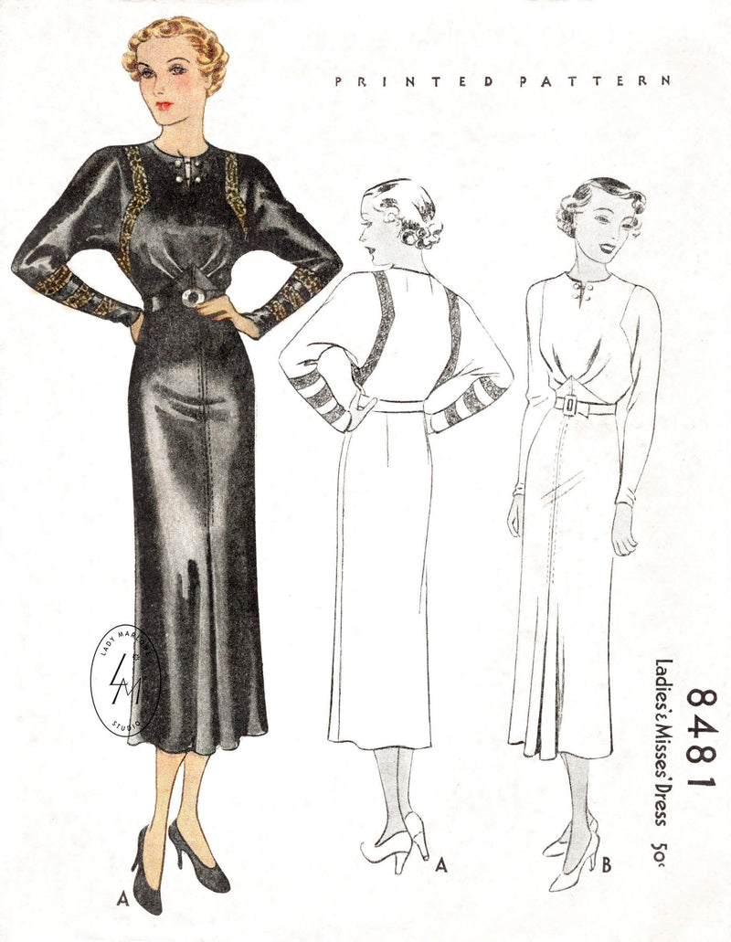1930s 3 piece skirt suit vintage sewing pattern reproduction – Lady Marlowe