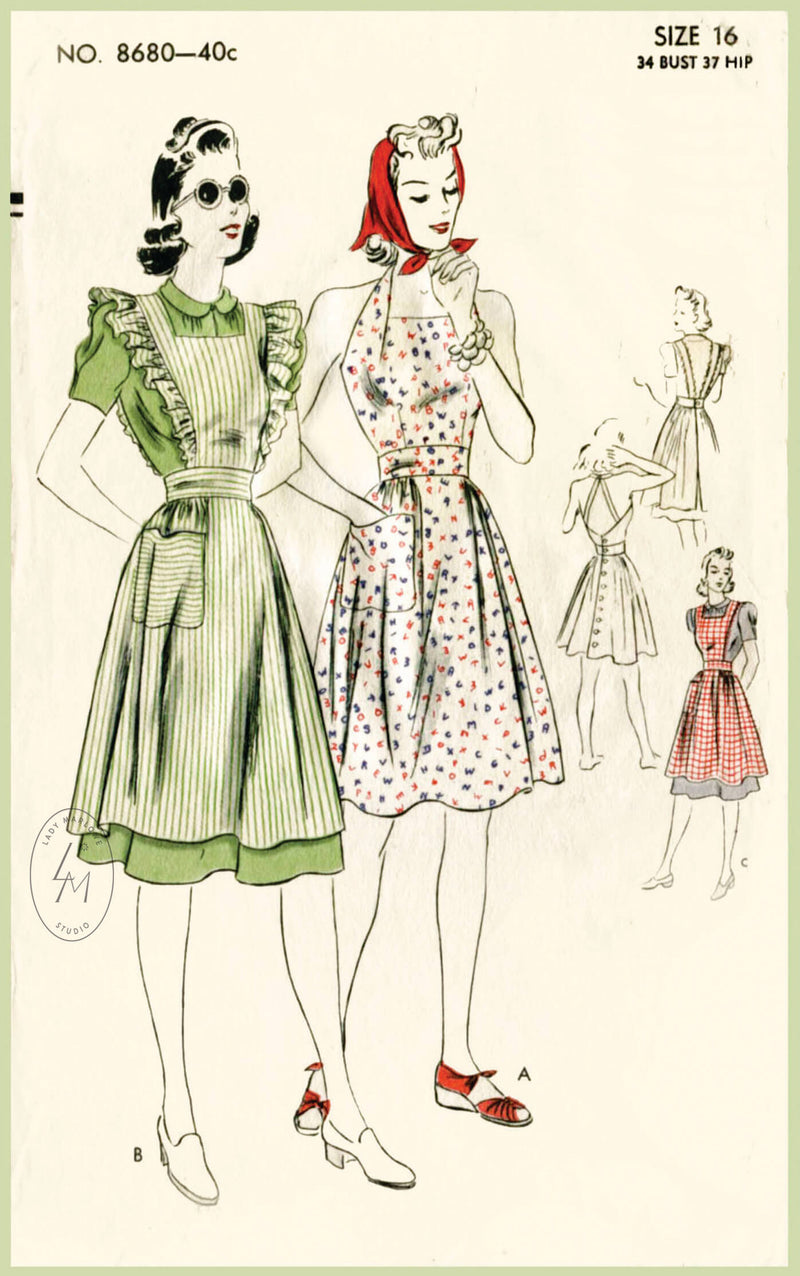 Vogue 8680 1940s pinafore halter dress vintage sewing pattern