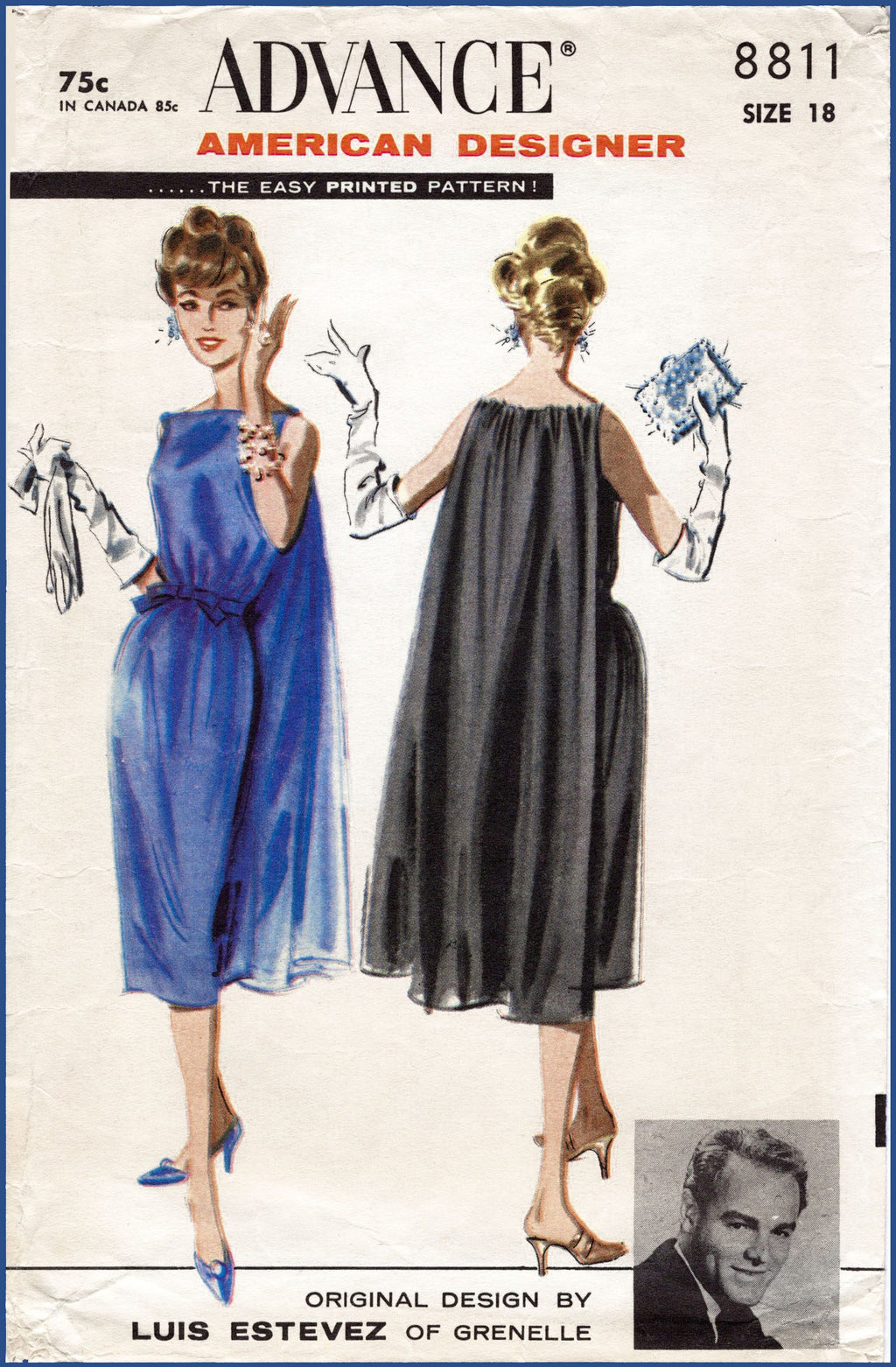 Advance 8811 1950s evening dress sewing pattern