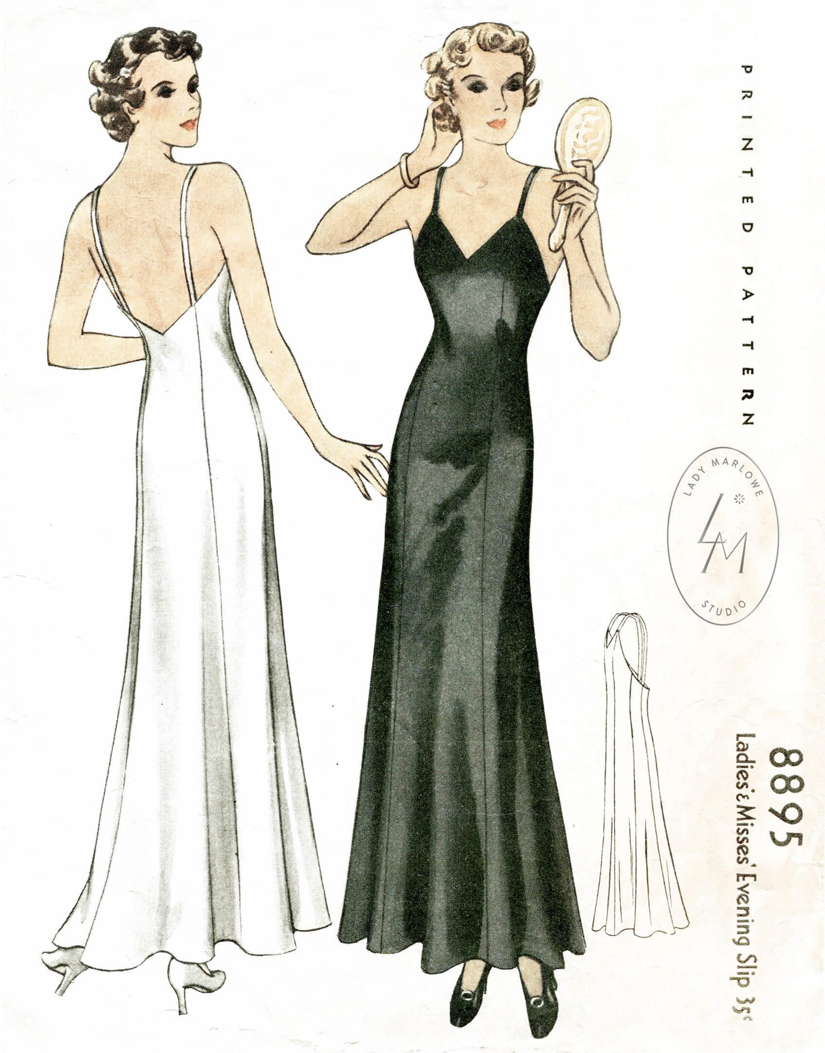 1930s vintage slip gown vintage lingerie sewing pattern 8895 – Lady Marlowe