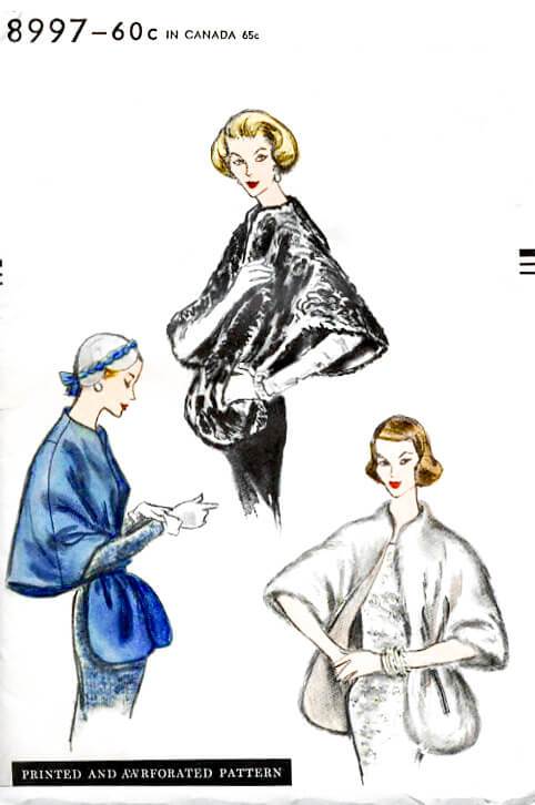 Vogue 8997 1950s cape stole sewing pattern 1950 shawl 