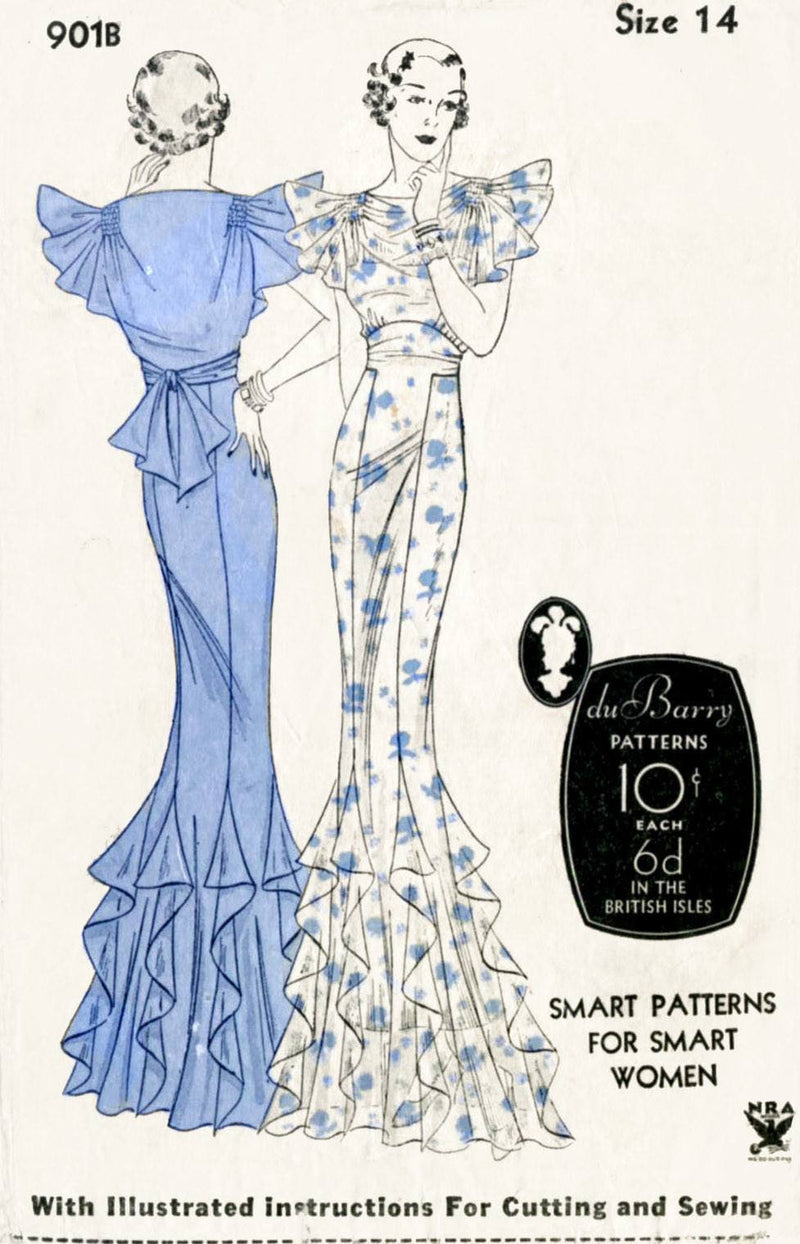 DuBarry 901B 1930s evening gown vintage sewing pattern