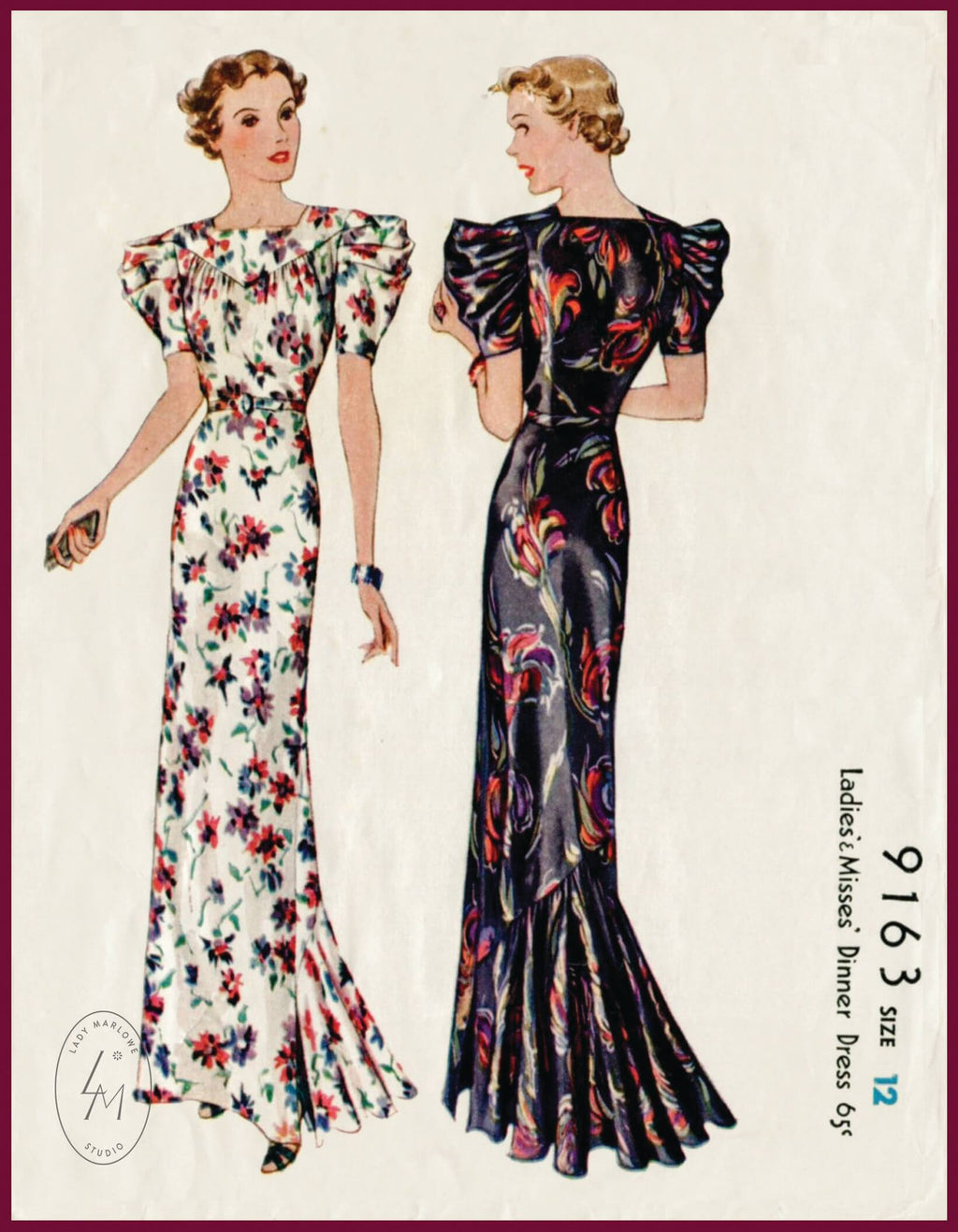1930s Leading Lady Gown from the Golden Age of Hollywood - #3014 – Decades  of Style Pattern Company
