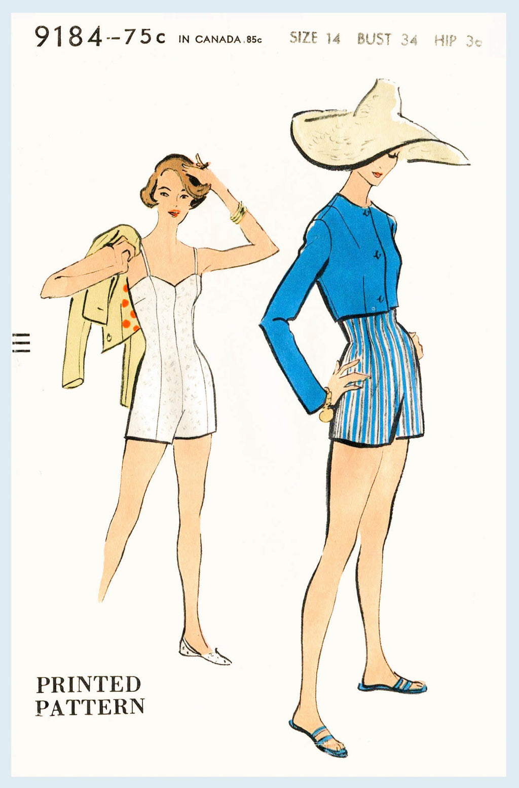 Vogue 9184 1950s one piece swimsuit & bolero vintage sewing pattern