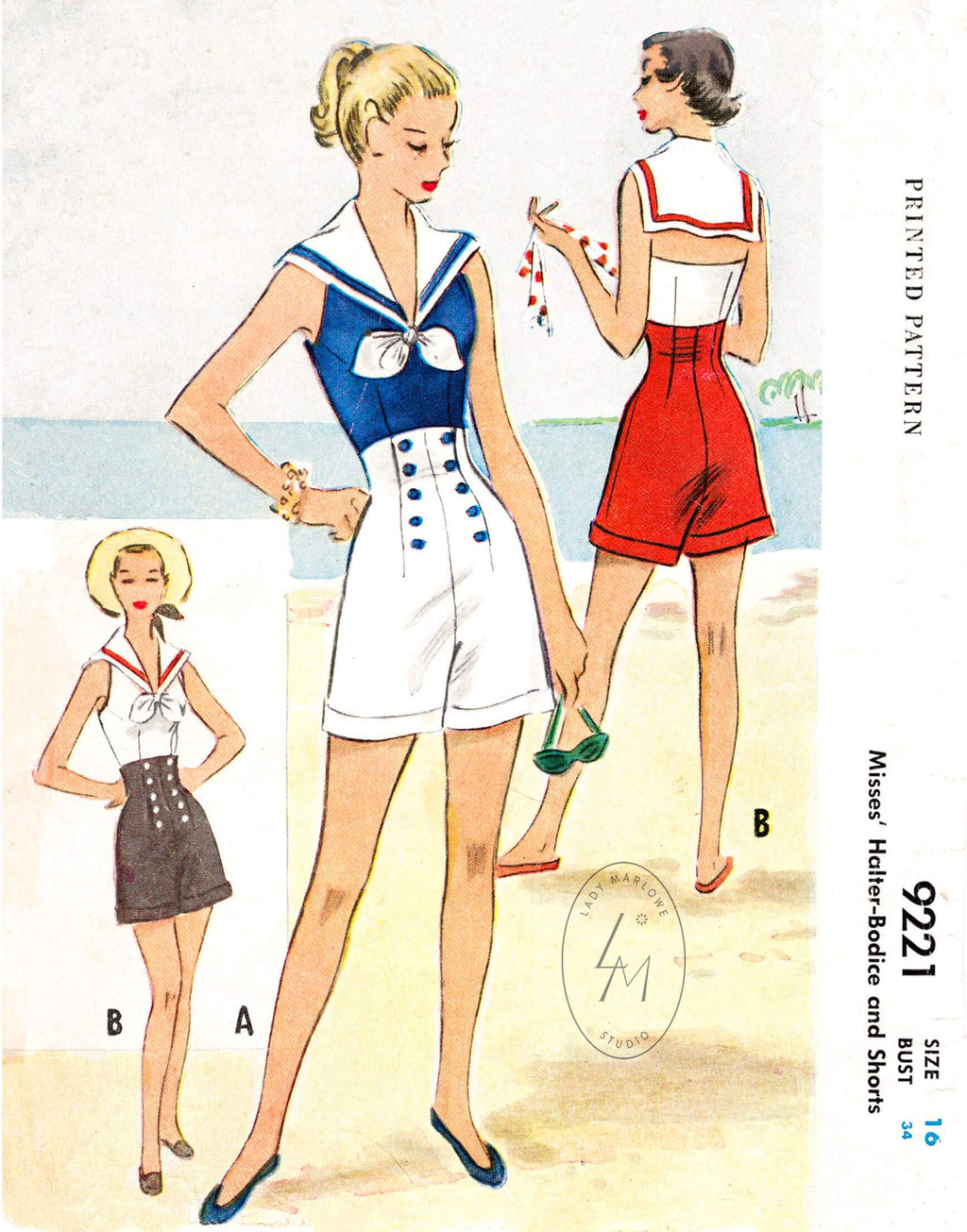 McCall's 9221 1950s playsuit vintage sewing pattern reproduction