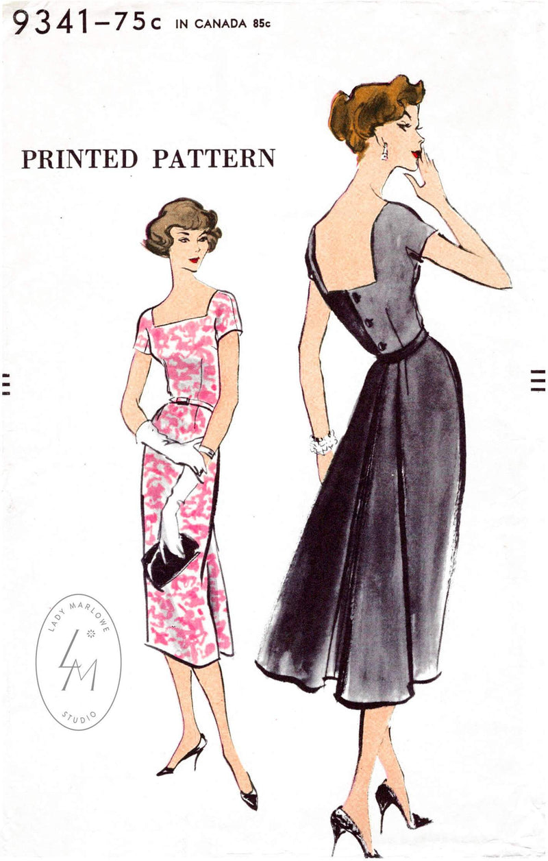Vogue 9341 1950s vintage sewing pattern cocktail wiggle dress