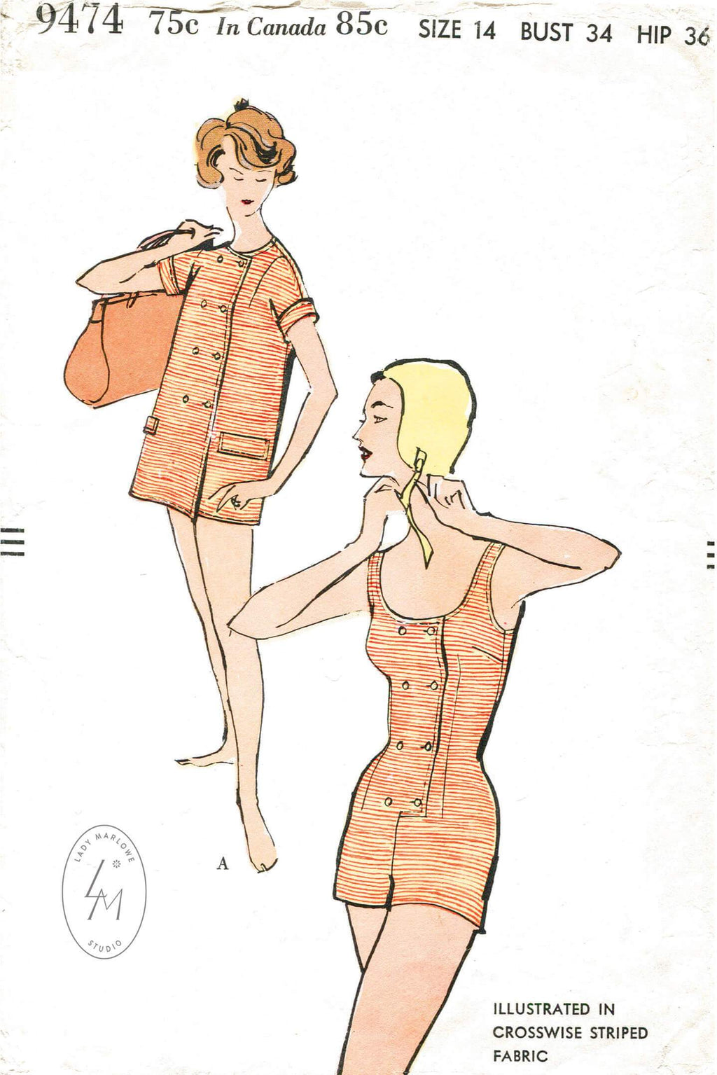 Vogue 9474 vintage swimsuit sewing pattern 1950 50s 1950s