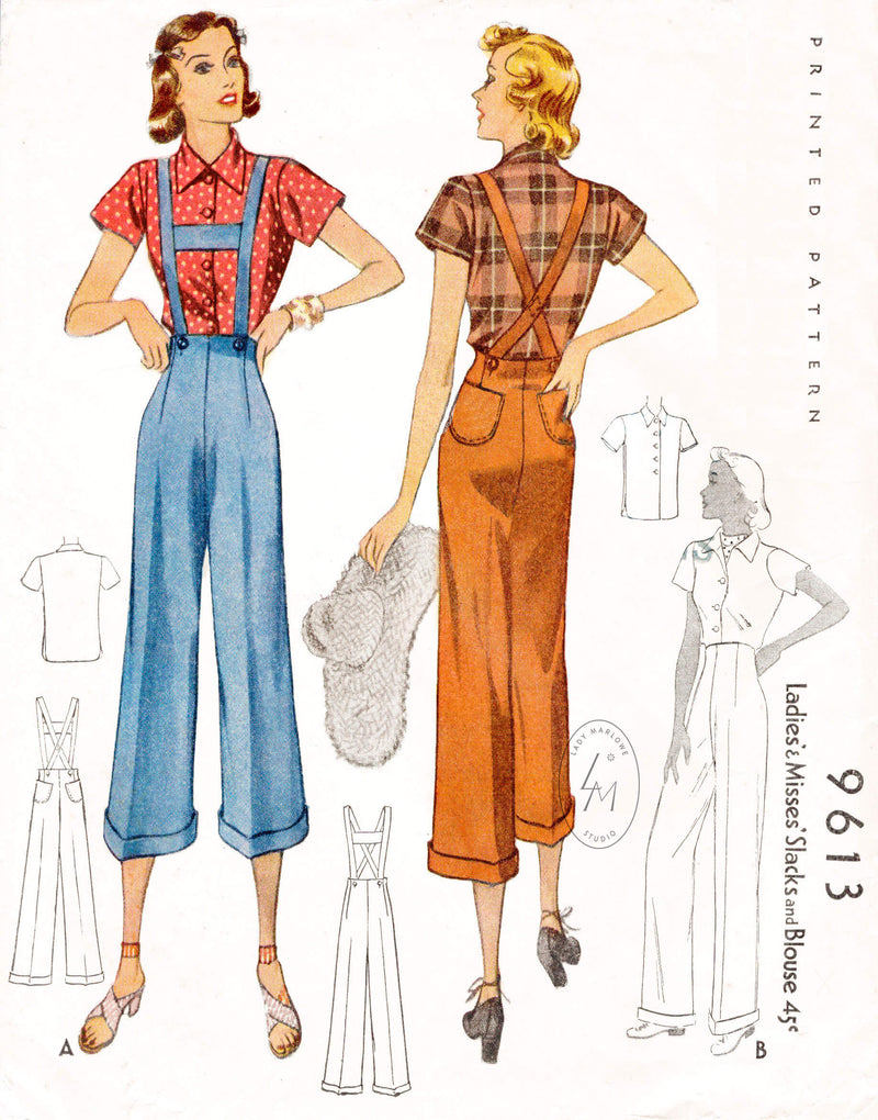 1940s high waisted trousers harem pants vintage sewing pattern